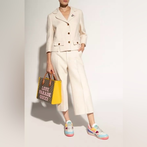 GUCCI Basket Low Top GG Demetra Vegan Distressed Basketball Sneakers EU 40.5 - Picture 5 of 12